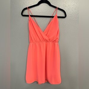Coral Mini Dress with Cross Tie Back